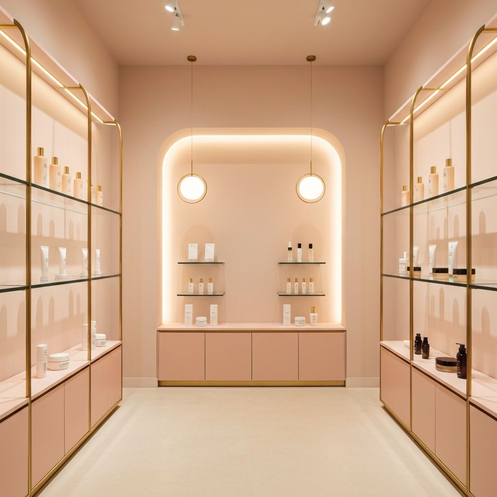 Estudio de belleza Kalimap con colección de productos en exhibición